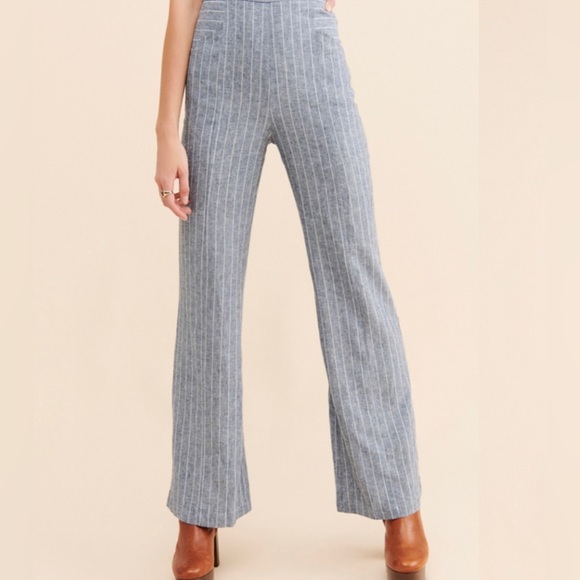 FREE PEOPLE CURRENT AIR  STRIPED OPEN BACK JUMPSUIT BLUE SIZE L NWT - Picture 4 of 12